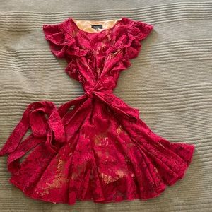 Majorelle lace burgundy mini dress, size: small